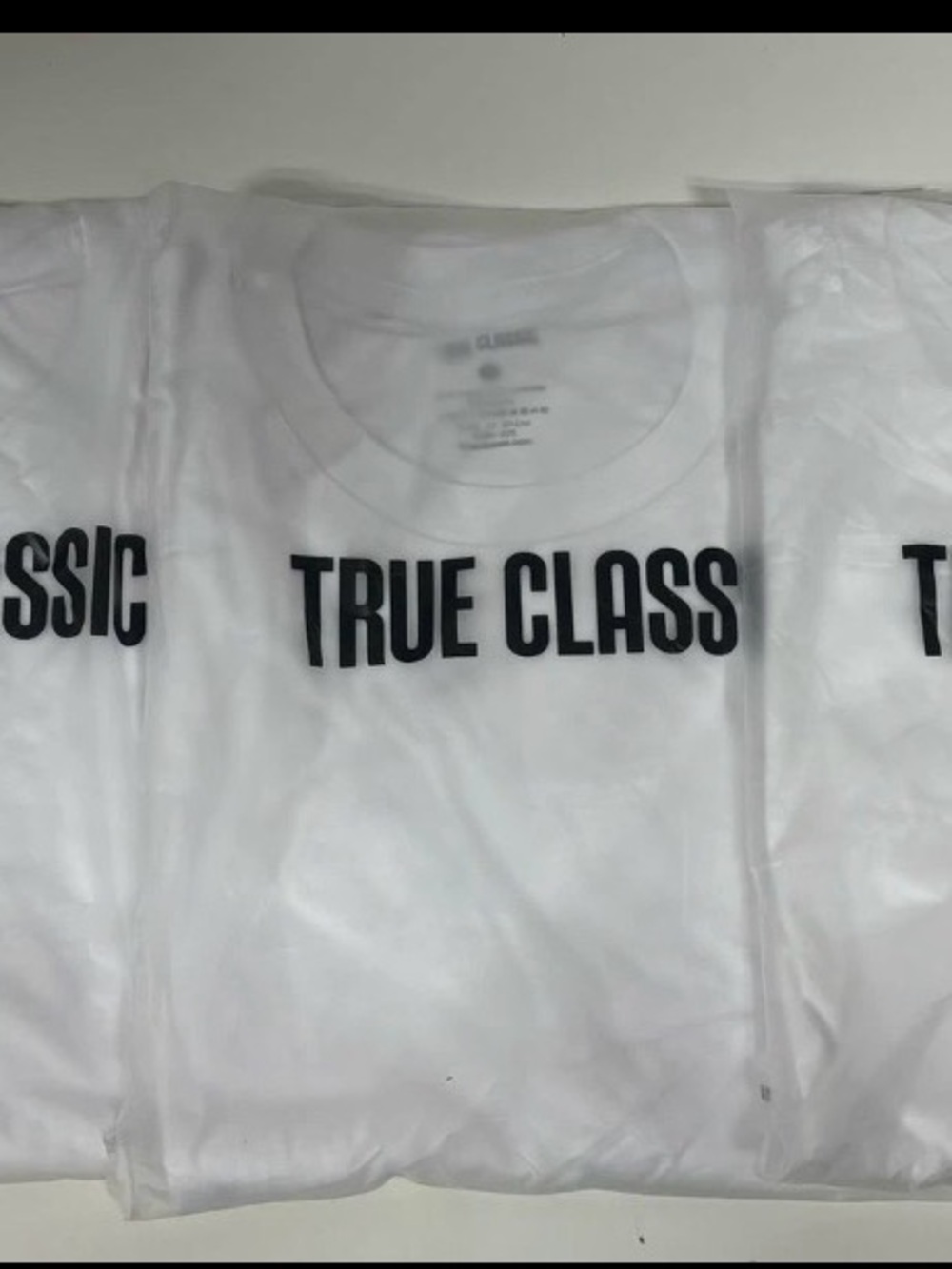 True Class White Graphic Tee with Black Text